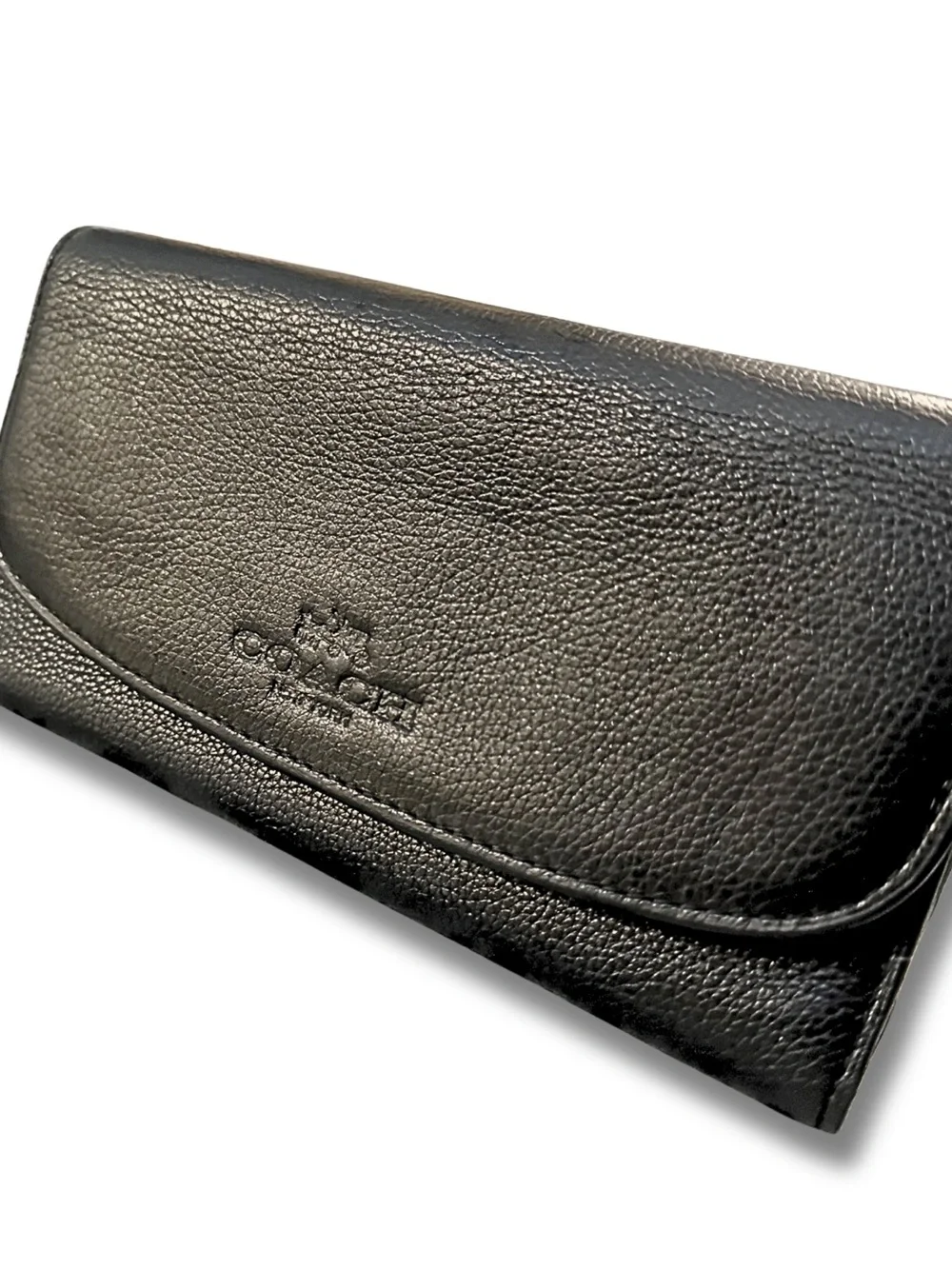 Coach Slim Envelope Wallet Pebbled Leather Black F52715 Card Holder Clutch
